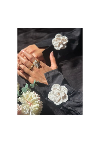 Perla Fleur Kol Düğmesi Beyaz