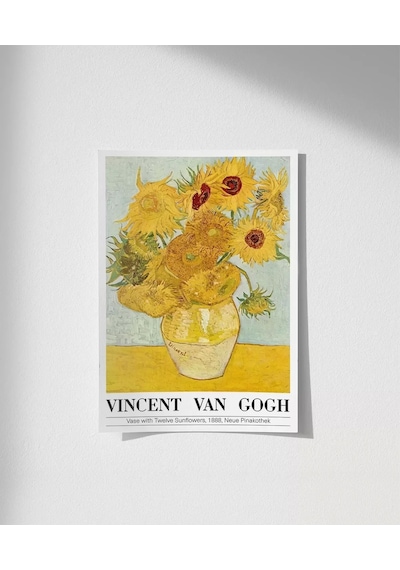 Çerçevesiz Poster Vincent Van Gogh On İki Ayçiçekli Vazo