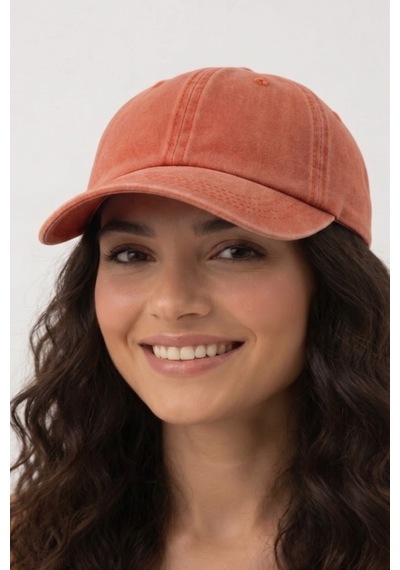 Mollycrush Unisex Turuncu Yıkamalı Kot Outdoor Beyzbol Şapkası Ayarlanabilir Spor Kep Turuncu