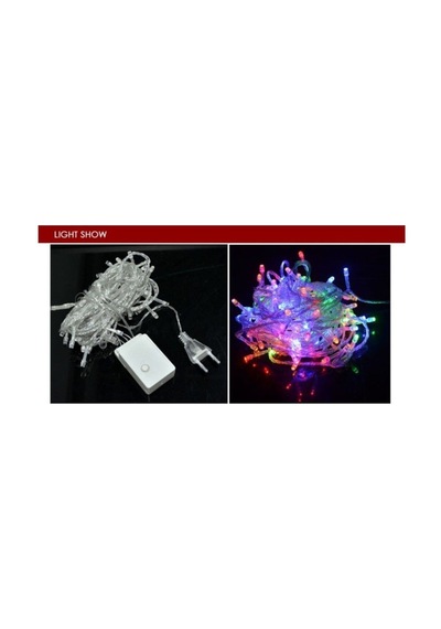 10 Mt 100 Led Işık Renkli Noel Yılbaşı Agaç Süsleme Led Süs 9 Fon Siyah