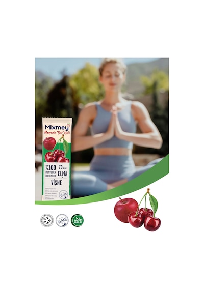 Mixmey Vişne Meyve Barı 24 Adet | Atıştırmalıklar – Vegan, Glutensiz, Koruyucusuz (20GR X 24 ADET)