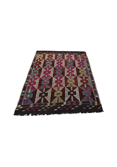 Zehra Abla Halı El Dokuma Görkemli Karakeçili Balıkesir Yörük Yün Cecim Kilim 7096 Çok Renkli