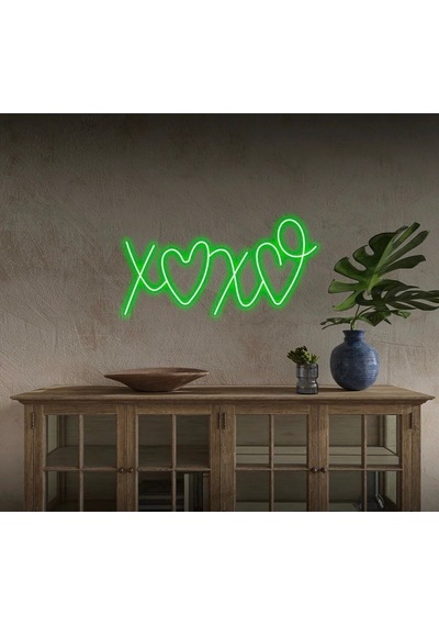 Xoxo Yazılı Ve Şekilli Neon Tabela Yeşil