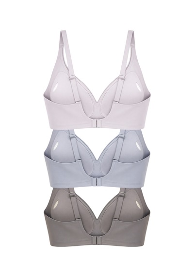 Cottonhill Seamless Bra - Slight Lazer Kesim Dikişsiz Dilim Detaylı Balensiz Kadın Sütyen 3'lü Paket-2 Çok Renkli