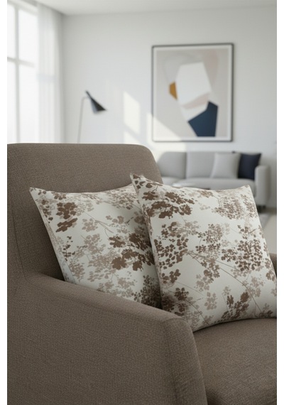 Chevron Bohem Dekoratif Punch Yastık Kırlent Kılıfı 2 Adet 45x45 Hayat Ağacı Kahverengi 45 x 45