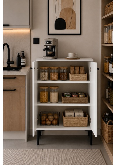 Nest 2 Kapaklı Çok Amaçlı Dolap Y:97 G:56 D:32 / Beyaz