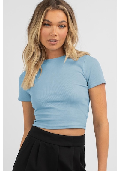 Madmext Bebe Mavisi Basic Crop Kadın Tişört Mg1772-bebe Mavisi Bebe Mavi