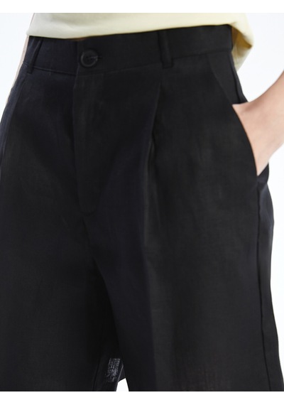 Lcw Vision Siyah Loose Fit %100 Keten Kadın Şort