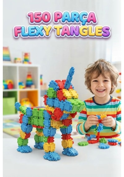 150 Parça Flexy Tangles Eğitici Blok Seti Motor Becerisi Geliştimini Destekleyen Oyun Seti