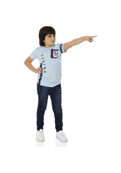 Toontoy Kids Toontoy Erkek Çocuk T-shirt Strong Baskılı Mavi