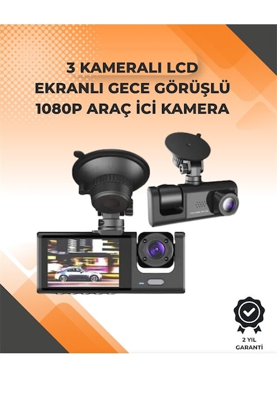 Hepsi 3 Kameralı Dashcam Sistem Geri Görüş Yardımı Park Koruması Ve G-sensör Najmaddin