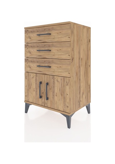 Hyperion Komodin 3 Çekmeceli 2 Kapaklı 60x44x96 Çam-çam Çam