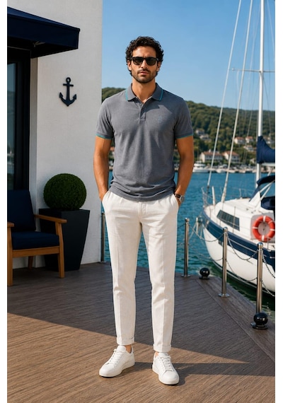 Alexandergardi Polo Yaka Düğmeli T-shirt Antrasit