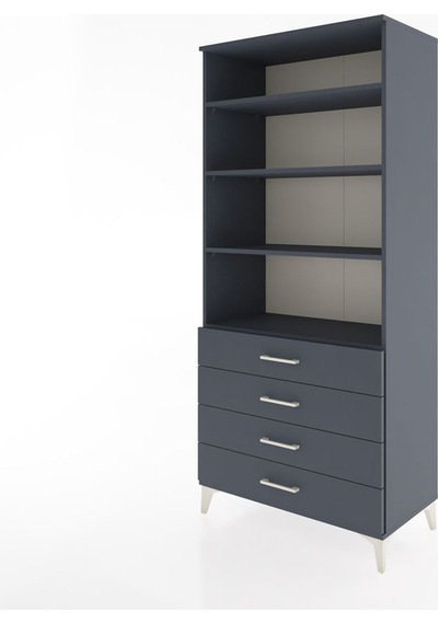 Hyperion Dolap 4 Raflı 4 Çekmeceli 88x44x195 Antrasit-antrasit Antrasit