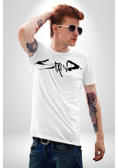 Staind Unisex Unisex Beyaz Organik Baskılı T-shirt Penye Yüksek Kalite Beyaz