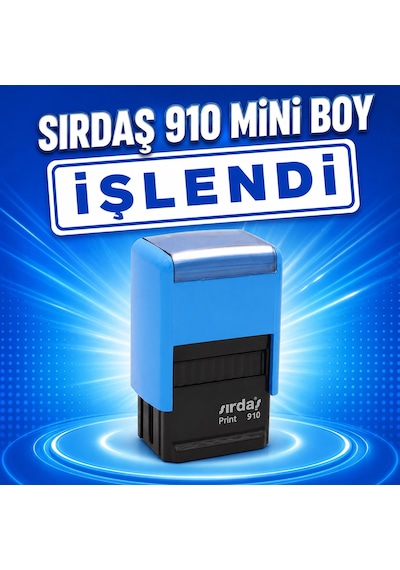 Sırdaş 910 Otomatik Kaşe Mini Boy İşlendi Kaşesi Mavi Kasa Mavi Baskı