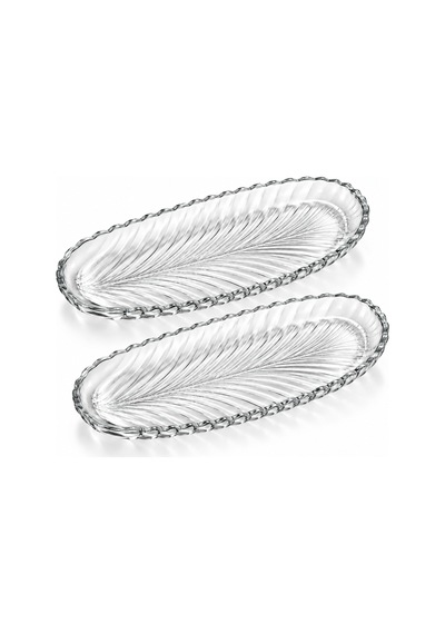 2 Li En Büyük Boy Cam Kayık Tabak 39,5 Cm Premium Servis Sunum Tabağı Uzun Oval Meyve Meze Tatlı Kahvaltı Tabağı Şeffaf