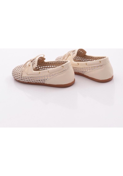 Dgn B00112 Kadin Delikli Oxford Ayakkabi Bej