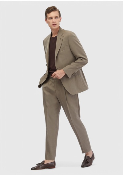 Ramsey Açık Kahve Düz Zeroweight Slim Fit Takım Elbise Kahverengi