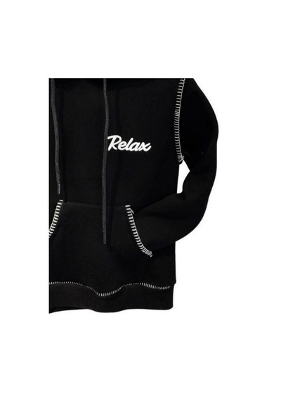 Ekkokids Erkek Çocuk Kapüşonlu Biye Detaylı Şardonlu Kalın Tasarım Sweatshirt-15196 Siyah