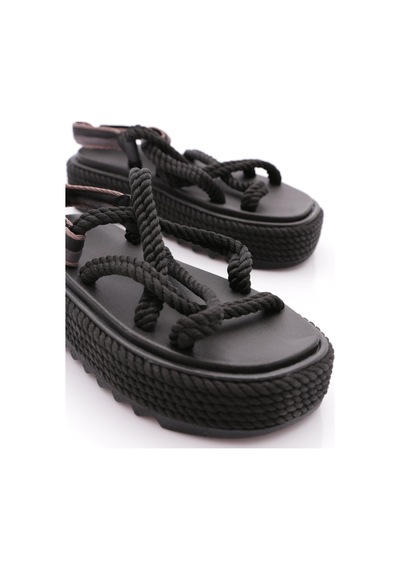 Nomadic Republic Chunky Platform Kadın Halat Sandalet Siyah