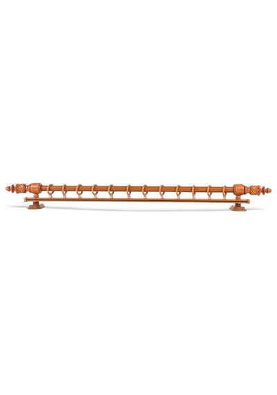 Twins Decorative Ahşap İşlemeli  Demonte Başlıklı Meşe Tek Raylı  Rustik Perde Askısı - 275 CM