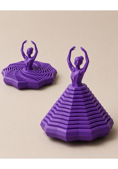 3d Baskı Balerin Figürlü Fidget Oyuncak - Hareketli Optik İllüzyon Masa Dekoru-mor