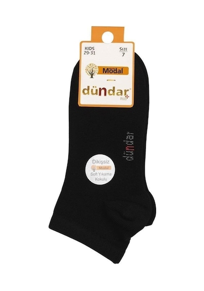 Dündar Çorap Plus Çocuk Modal Terletmez Dikişsiz Patik Siyah 11 Yaş 6'lı 8047 Siyah