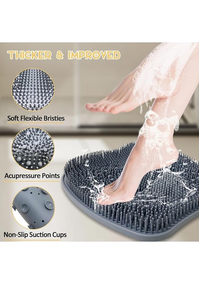 Duş İçin Ekstra Kalın Ve Daha Büyük Ayak Scrubber Mat, Silikon Ayak Ve Arka Vücut Eksfoliyatör Masaj Temizleyici
