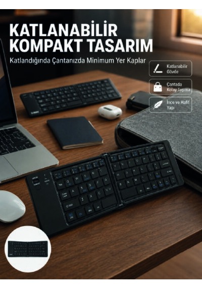Kablosuz Katlanabilir Bluetooth Klye Telefon Tablet Bilgisayar Uyumlu