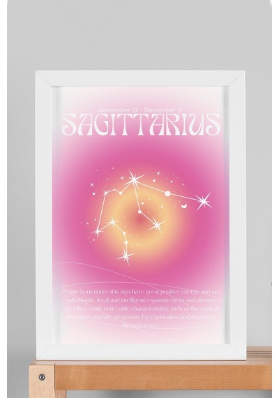 Sagittarius Yay Burcu Çerçeveli Tablo Aura Enerji Renkleri Astrolojik Takım Yıldızı Sembolü
