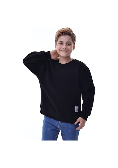 Erkek Çocuk Sweatshirt %100 Pamuk Rahat Kalıp 5-10 Yaş Siyah