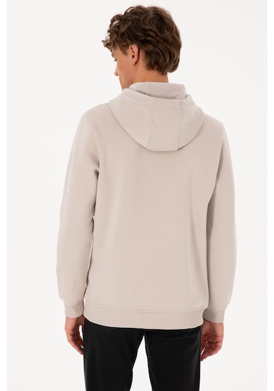 U.S. Polo Assn. Erkek Regular Fit Kapüşonlu Şardonlu Taş Basic Sweatshirt 50315582-VR049