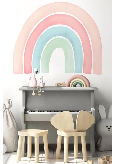 MSticker Soft Pastel Tonlarda Büyük Boy Gökkuşağı Çocuk Odası Sticker Seti