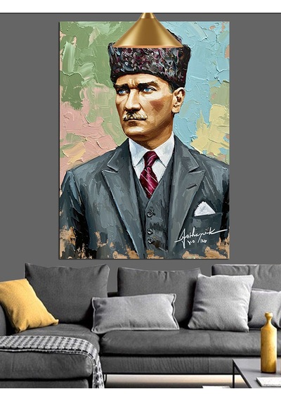 Klasik Mustafa Kemal Atatürk Portresi Dekoratif Kanvas - Mdf Ahşap Tablo
