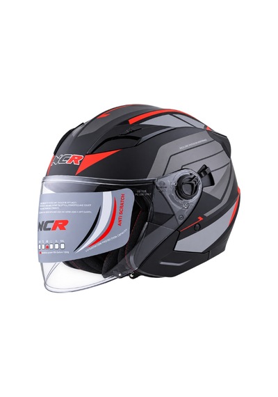 Kask Çenesiz Vizörlü 708 Ece Belgeli - Gri - Turuncu Grafik L