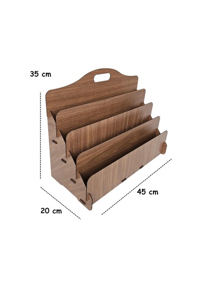 Carry Montessori 4 Raflı Ahşap Mini Kitaplık -çocuk Odası Kitaplık Ceviz Renk Diğer