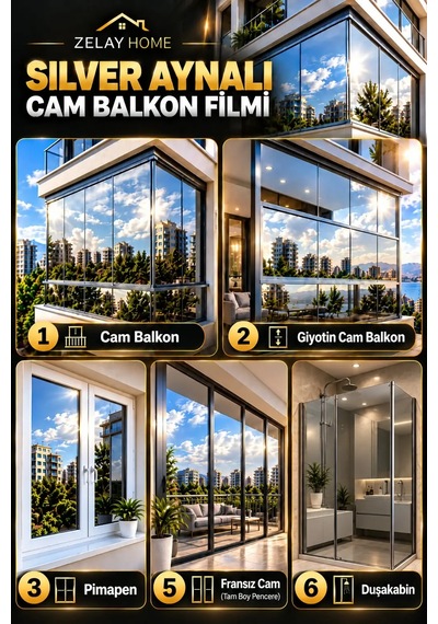 Zelayhome Silver Aynalı Cam Balkon Filmi 100 CM X 3 M