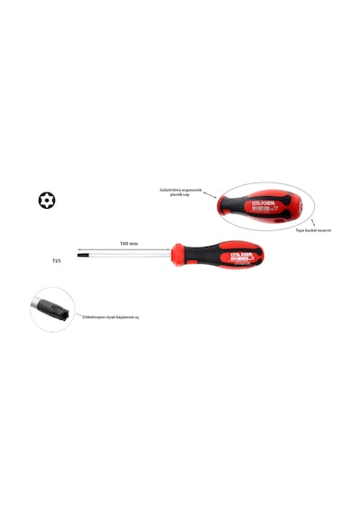 Ceta Form T25 x 100 MM Delikli Torx Tornavida F19025100