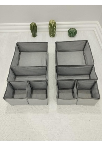 8'li Gri Çekmece İçi Düzenleyici Organizer Set - Çok Amaçlı Dolap İçi Kutu Seti Diğer