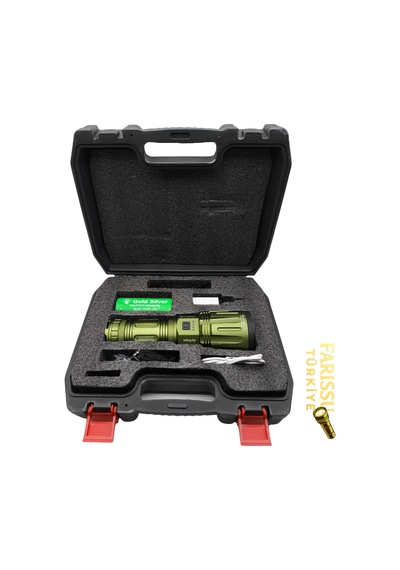Gold Silver Gs-15050 Profesyonel Şarjlı El Feneri - 14.000 Lümen / 32.000 Mah Dev Batarya Siyah