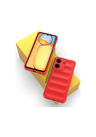 Xiaomi Poco C65 Kılıf Kamera Korumalı Esnek Silikon Parmak Şeritli Pazarplus Siyah