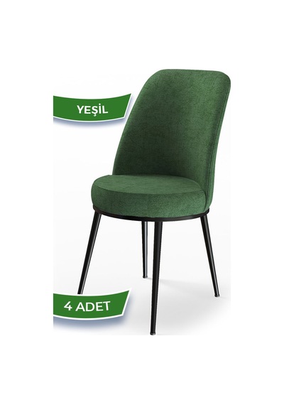 Canisa Dexa Serisi,üst Kalite Mutfak Sandalyesi,4 Adet Sandalye,haki Yeşil Sandalye,metal Siyah Iskeletli Sandalye Haki Yeşil Ayaklar Siyah