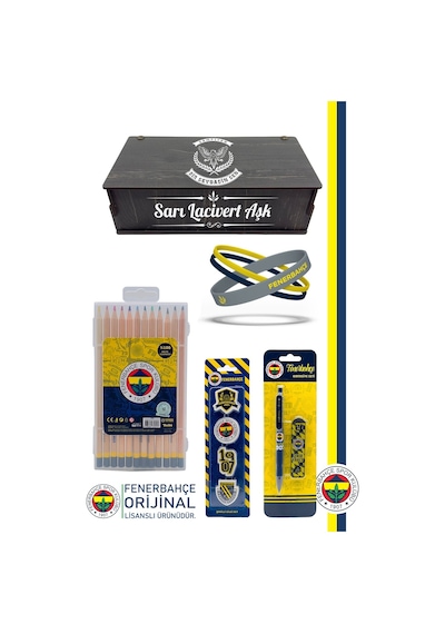 Fenerbahçe Orijinal Lisanslı Kalem Bileklik Kuru Boya Silgi Hediyelik Set Sarı 003 Sarı