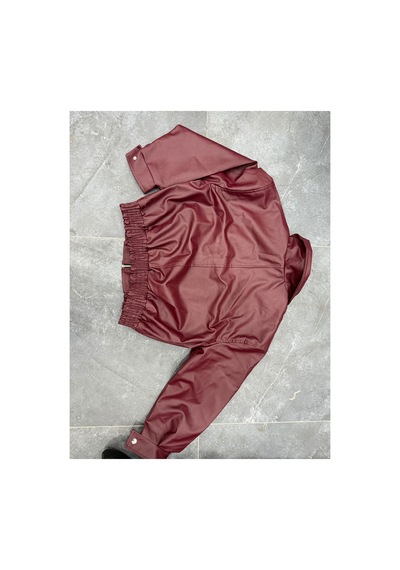 Merstore Yeni Sezon Kadın Bomber Deri Ceket Bordo Bordo