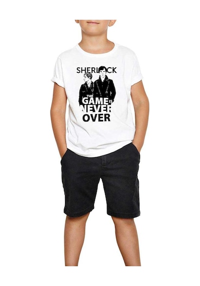 Zepplin Giyim Sherlock Holmes The Game İs Never Over Beyaz Çocuk Tişört