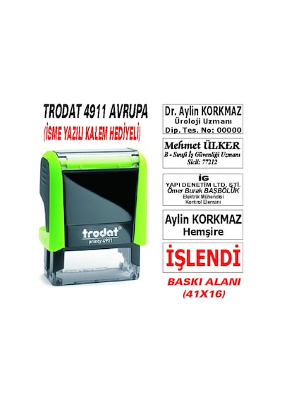 Trodat 4911 Firma - Ofis - Şirket - Doktor - Avukat Kaşesi Siyah N11.1193