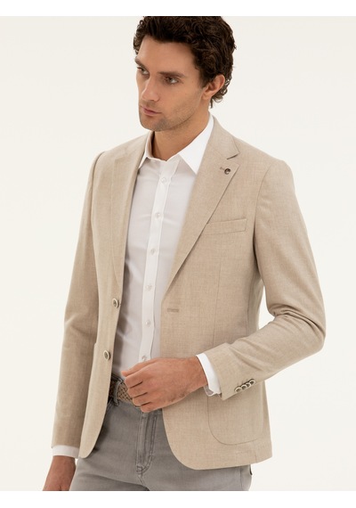 Cacharel Bej Slim Fit Kaşmir Ceket