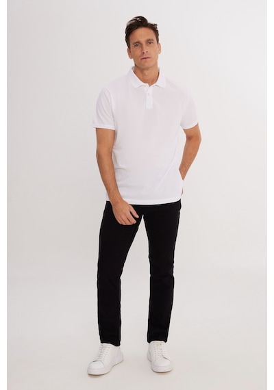 AC&Co / Altınyıldız Classics Erkek Beyaz Pamuklu Slim Fit Dar Kesim Polo Yaka Tişört Beyaz