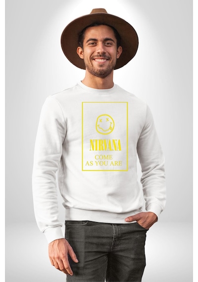 Nirvana Müzik Grubu Unisex Beyaz Sweatshirt Beyaz